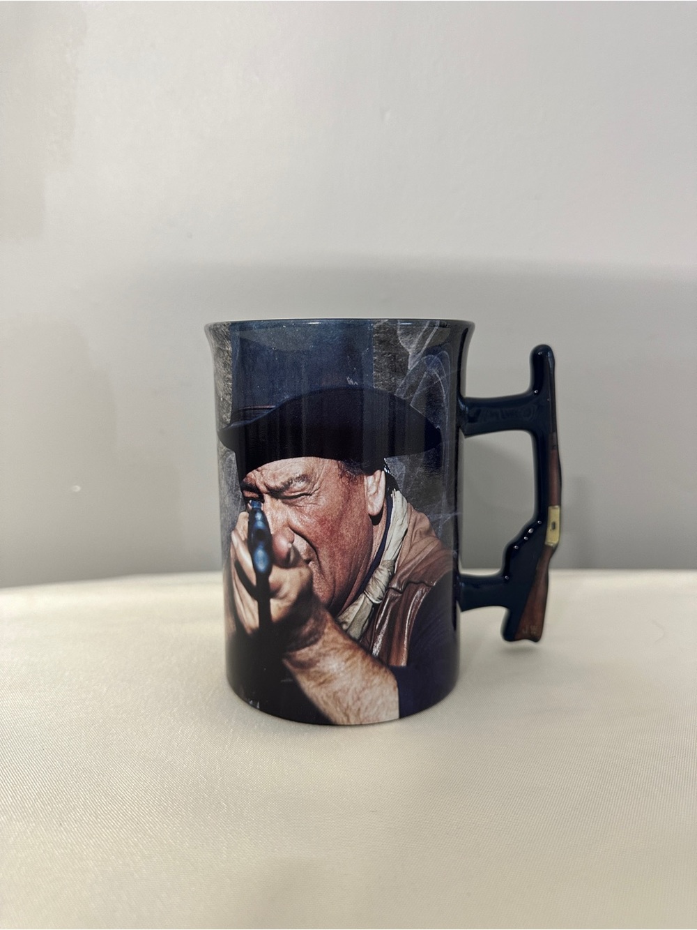 John Wayne Blue Novelty Mug with Rifle Handle